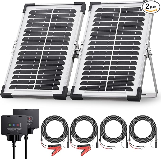 15W Solar Battery Maintainer, 2PCS 7.5W 12V Waterproof Solar Battery Charger with Smart Controller, Low-Iron Tempered Glass Solar Panel for 12V LiFePO4 Battery Dump Trailer Automotive Boat by Callsun