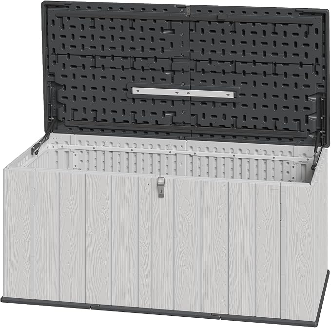 Aoxun 21 Cu.Ft Outdoor Storage Shed, Large Resin Storage Shed with Lid, Waterproof & UV-Resistant Patio Storage for Cushions, Garden Tools, and Pool Accessories (White) - Image 8