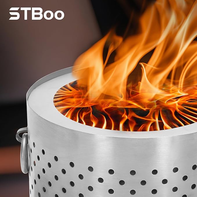 Tabletop Fire Pit with Ash Tray - Low Smoke Pellet Portable Table Top Firepit | Indoor&Outdoor Mini Personal Fireplace with Travel Bag | Small Smores Firepit for Patio, Camping,Porch,7.8inch Stainless - Image 4