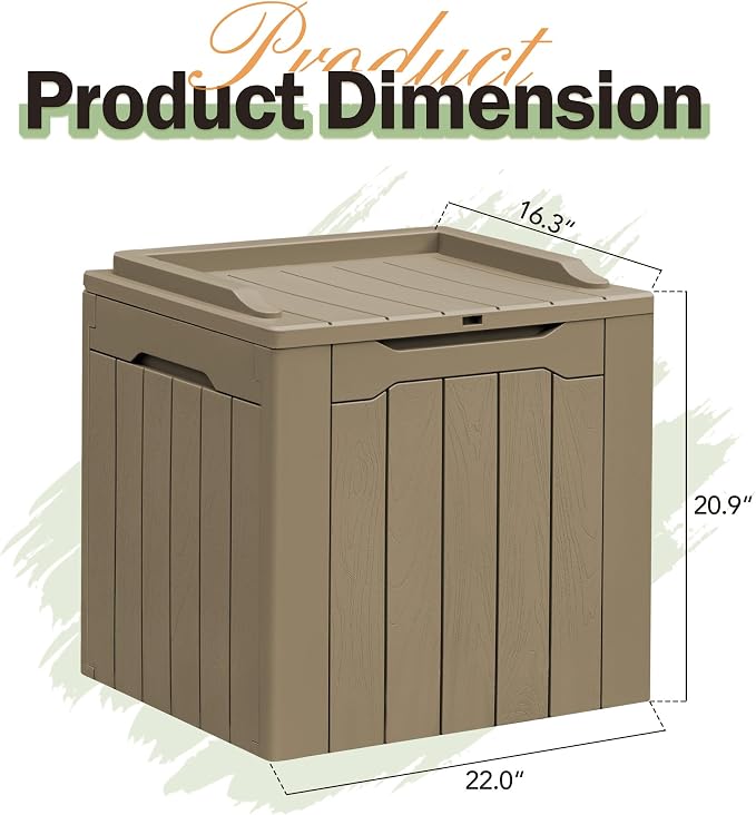 Greesum 31 Gallon Resin Deck Box All Weather Outdoor Storage Boxes for Patio Furniture Set,Outdoor Toys,Garden Tools,Light Coffee - Image 5