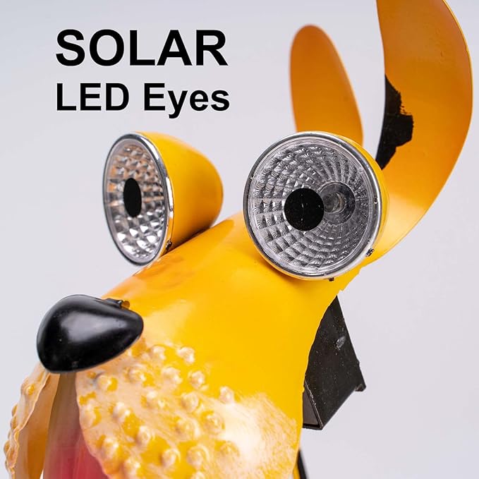 Dog Solar Lights Outdoor,Yard Art Metal Dog Statues,Outdoor Funny Statue for Garden Decor Yard Lawn Ornaments