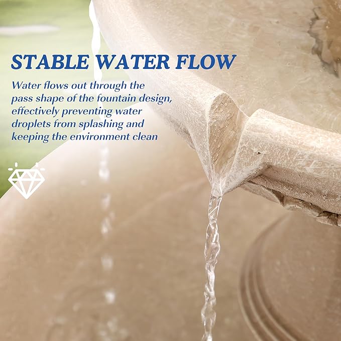 Italian Solar Water Fountains Outdoor Garden Decor - 48.4''H Fountains and Waterfalls Outside, Large Cascading Indoor Floor-Standing Resin Bubbler Fountain Features W/Pump for Patio, Backyard