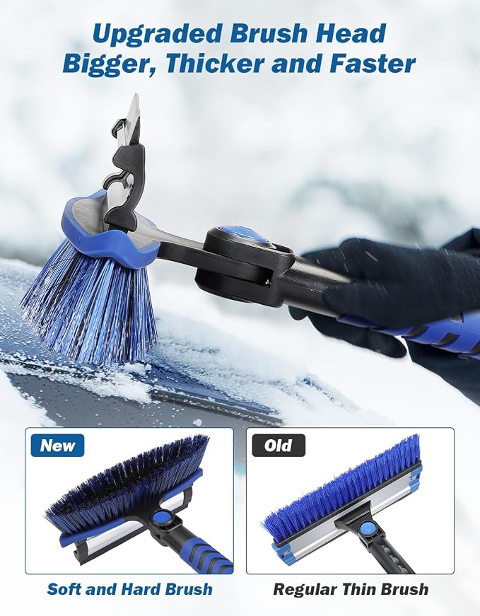 JOYTUTUS 41.5″ Extendable Snow Brush and Ice Scraper, 270°Pivoting Snow Scraper Brush for Car Windshield, Telescoping Ice Scraper, Foam Grip, Heavy Duty Snow Remover for Cars, Trucks, SUV (Blue) - Image 3