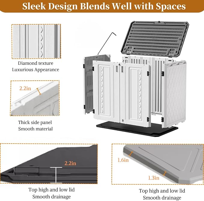 ZZM 4x3FT Heavy-Duty Outdoor Storage Shed | 34 Cu.Ft Waterproof Resin Cabinet with Double-Wall | UV-Resistant & Lockable for Garden Tools, Bikes, Patio Furniture (Wood Grain Texture) - Image 7