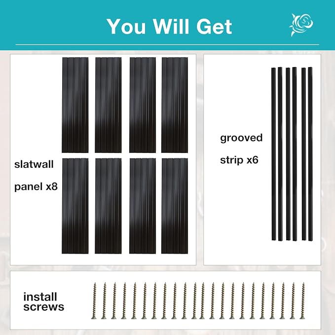 NeatiEase Slatwall Panel Wall Storage Systems, 4 x 8ft Slat Wall Paneling Garage Wall Organizer, Heavy Duty Wall Mounted PVC Wall Rack (Black) - Image 3