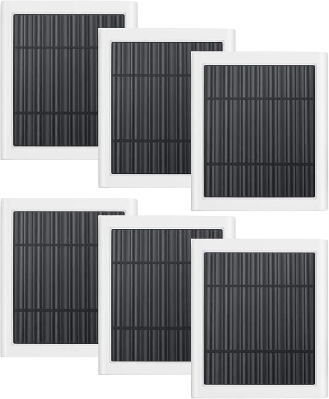 Solar Panel Outdoor for Ring Cameras (White 6P) Spotlight Cam Plus/Pro(Battery) Stick Up Cam/Pro Wireless Outdoor with 10FT/3M Long Cable Dustproof Waterproof by Fehuatenda