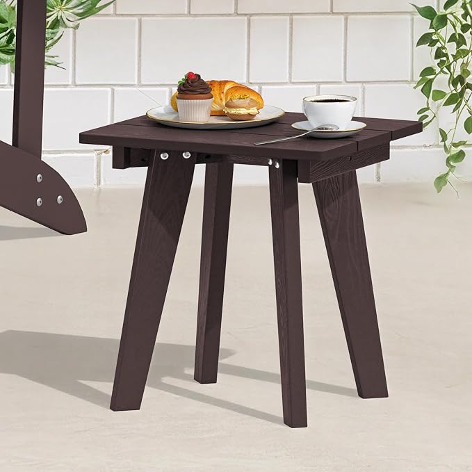 Outdoor Side Table, HDPE Weather Resistant Small Patio Table for Porch and Balcony, 200 LBS Capacity Heavy Duty Small Outdoor Table for Backyard and Pool, Easy Maintenance, Chocolate Brown - Image 2