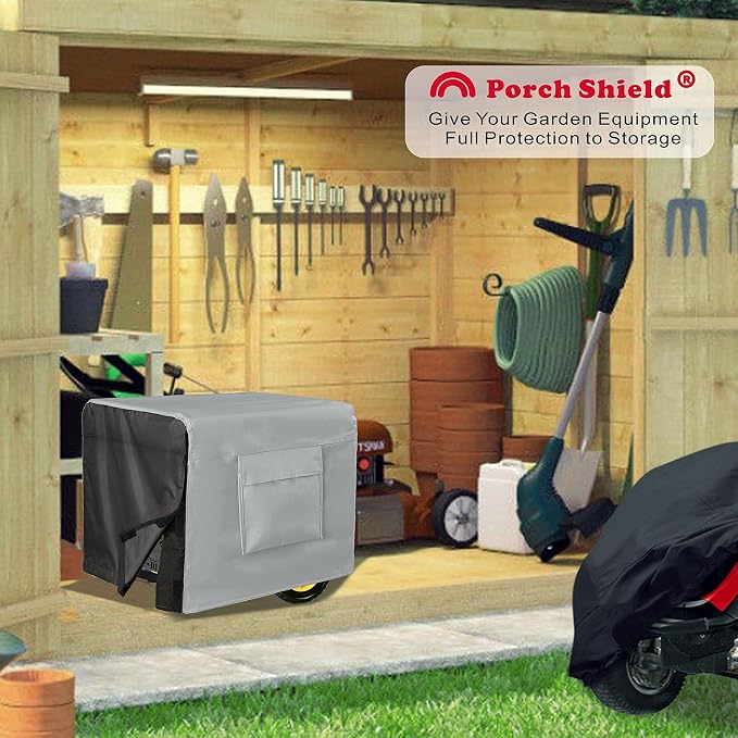 Porch Shield Waterproof Generator Cover - Heavy Duty Cover for Portable Generator 5500 to 15000 Watt (38L x 28 W x 30H inches, Black & Gray) - Image 7