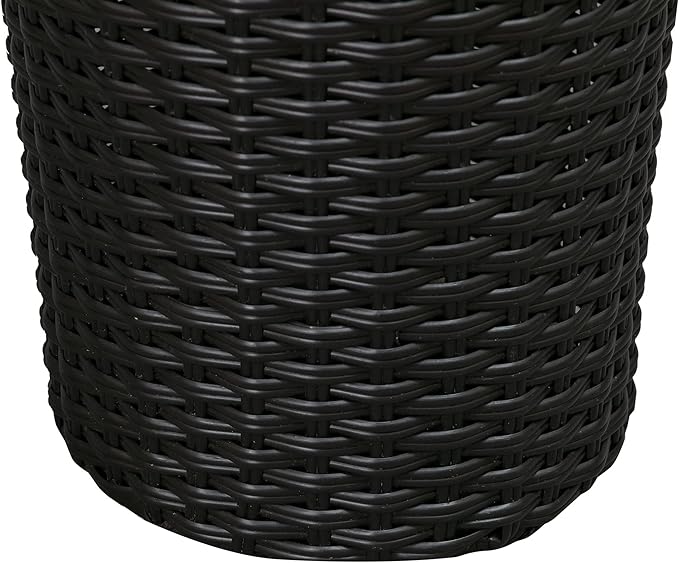 Balkene Home Noah Round Wicker Planter Tall Planter Decor Box for Adaptable Outdoor Furnishings All Weather Versatile Perfect Patio Herb Garden Living Space - 2 Piece Set - Black