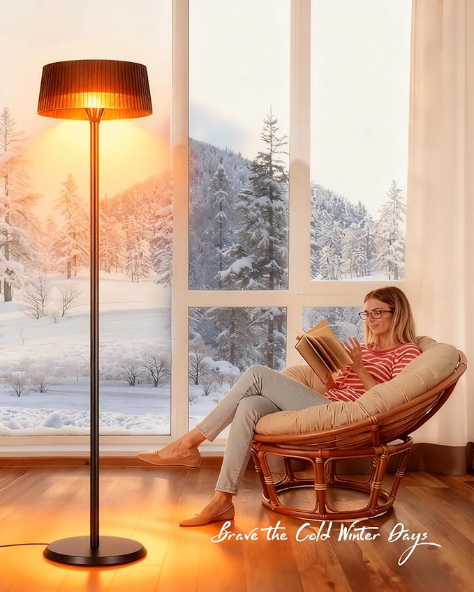 Electric Outdoor Patio Heater, 1500W Tabletop Infrared Heater for Indoor & Outdoor, IP55 Waterproof, Fast Heating, Tip-Over Protection, Perfect for Garden, Balcony, Garage, Porch (brown, freestanding)