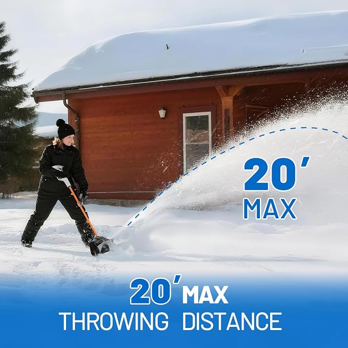 Litheli 20V Cordless Snow Shovel, 12'' Electric Snow Blower with 4 Ah Batteries Included, Lightweight Battery-Powered Snow Thrower for Driveway & Sidewalk - Image 3