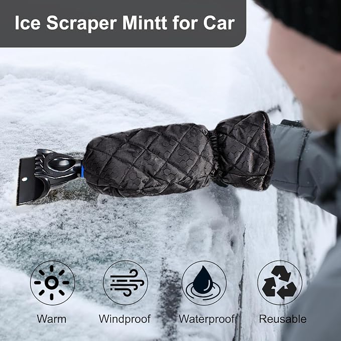 Ice Scraper with Glove - Waterproof Ice Scrapers Snow Removal Tool for Car Windshield, SUV, Truck - Comfortable Mitt Glove for Quick Ice & Snow Removal (Black) - Image 6