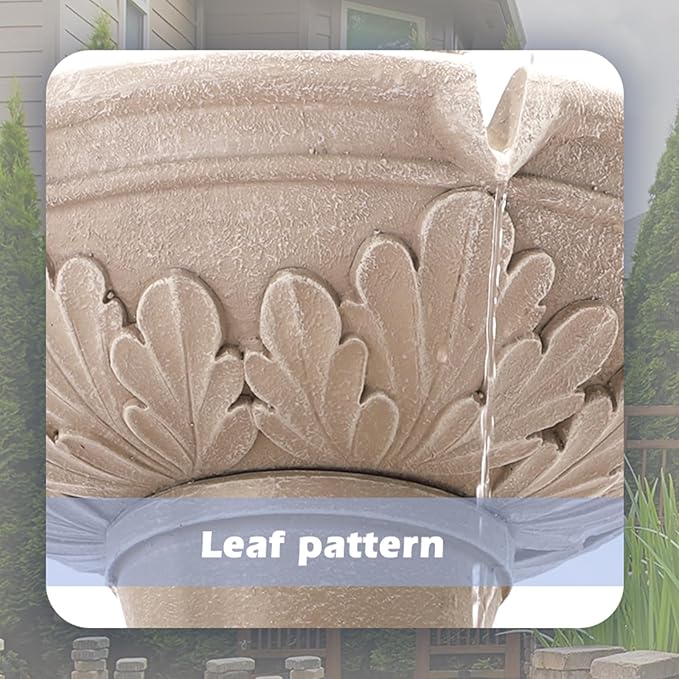 3-Tiers Outdoor Water Fountains, 48.4" H Floor Backyard Garden Fountain, Water Feature Indoor with Pump, Outdoor Freestanding Waterfall Fountains, Bernini Fountain for Garden Patio Yard Deck