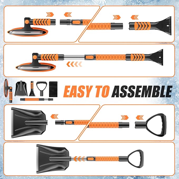Wikihhome 42" Ice Scraper and Extendable Snow Brush, Detachable Snow Scraper, Emergency Snow Shovel with Foam Grip and 180° Pivoting Brush Head for Car Windshield, Car Auto Truck SUV, Vehicle - Image 5