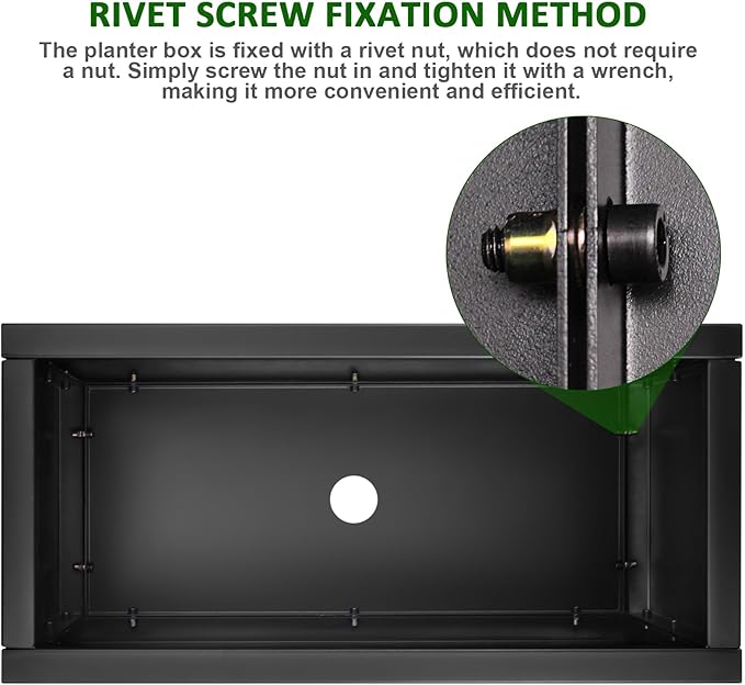 32"x16"x16" Large Metal Planter Box, Heavy-Duty Rust Resistant Steel Planter with Drainage Hole, Modern Rectangular Planter for Outdoor Indoor Patio Garden Yard (Black)