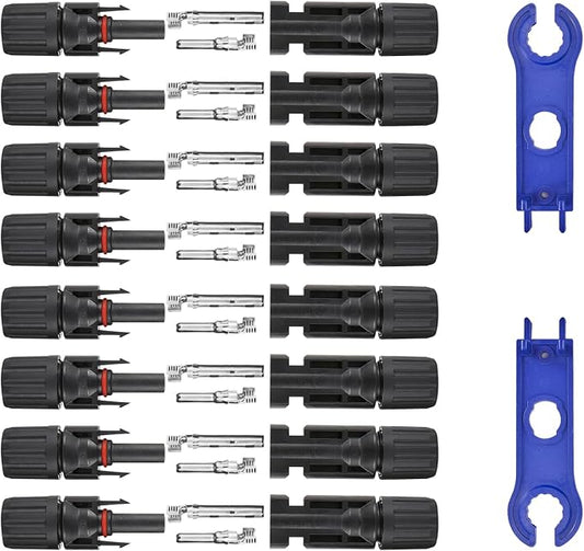 16 PCS Solar Panel Connectors, Male/Female IP67 Waterproof 1000V 30A Solar Cable Connectors (8 Pairs) with 2 Spanners???10AWG??? by Unknown
