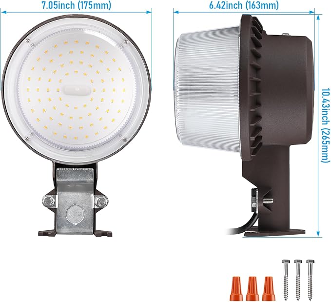 TORCHSTAR LED Barn Light, Dusk to Dawn Area Lights with Photocell, Outdoor Security Flood Lighting, ETL & FCC Listed, IP65 Waterproof, Aluminum Housing, 110-277V, Garage, Yard, 5000K Daylight, Bronze