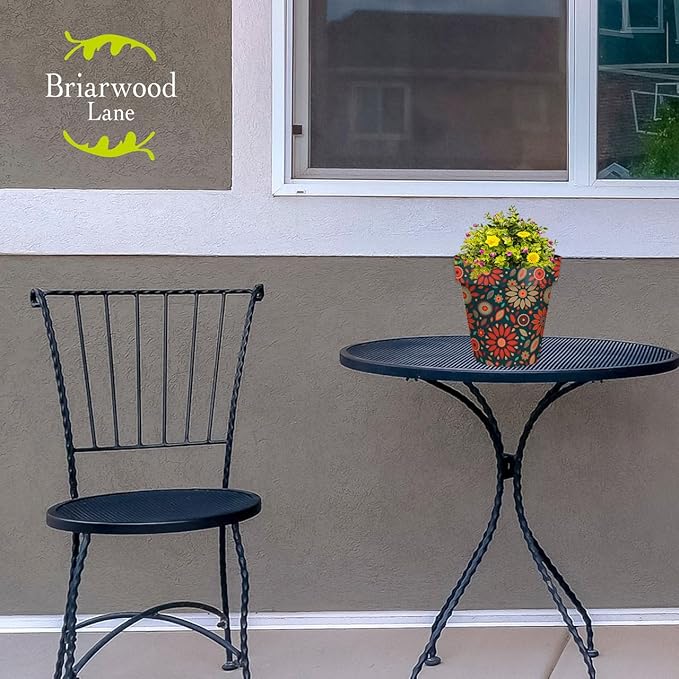 Briarwood Lane Orange and Teal Floral Small Planter
