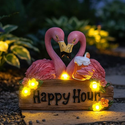 Solar Flamingo Garden Decor 5.9" Pink Flamingo Statue Solar Lights Outdoor Resin Garden Statues for Outside Yard Porch Lawn Unique Birthday Housewarming Gift for New Home Women Mom Grandma