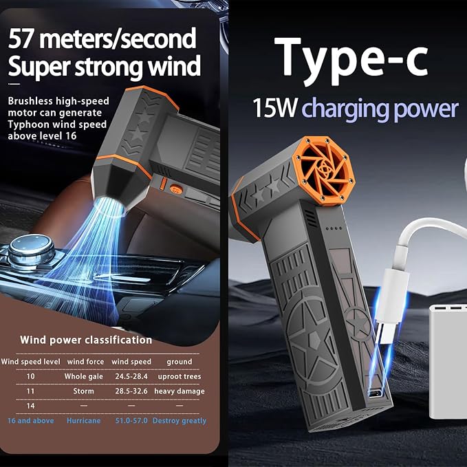 2026 Upgrade 5000W Thermal Snow Blower, Mini Turbo Snow Blower, Portable Car Snow/Dust Remover for Car, 3 Gear Adjustable Turbo Blower for Snow & Dust Removal, Drying, Cleaning (1set) - Image 5