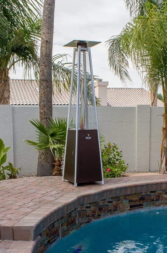 Avenlur Outdoor Patio Pyramid Heater - 48,000 Btu, Portable, Propane, W/Wheels, Protective Cover (Hammered Bronze)
