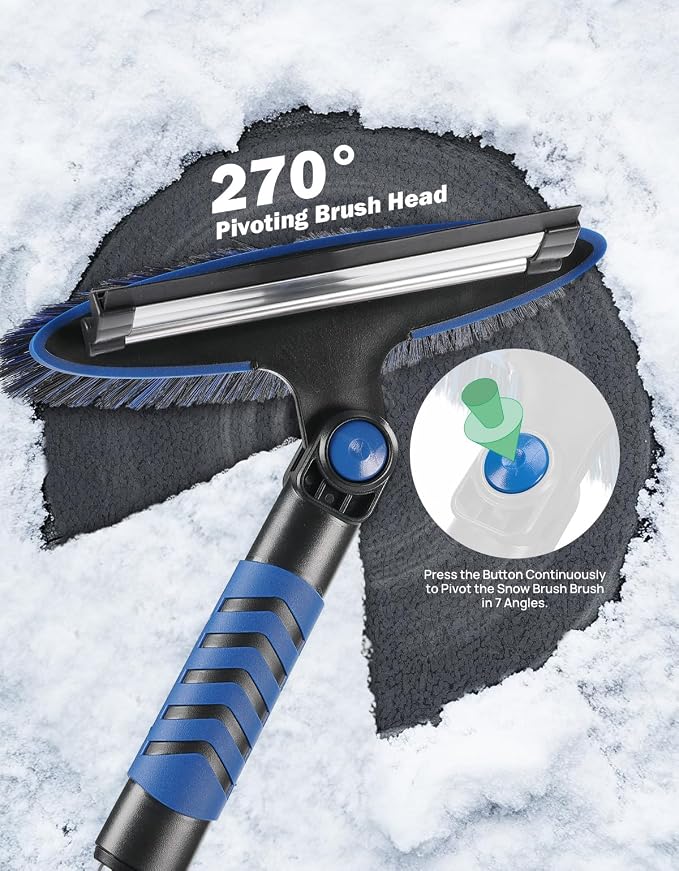 JOYTUTUS 41.5″ Extendable Snow Brush and Ice Scraper, 270°Pivoting Snow Scraper Brush for Car Windshield, Telescoping Ice Scraper, Foam Grip, Heavy Duty Snow Remover for Cars, Trucks, SUV (Blue) - Image 5