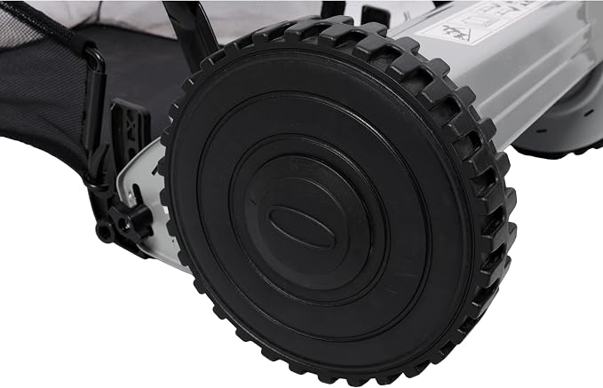 14'' 5 Blade Push Reel Lawn Mower with Grass Catcher, Manual Push Mower for Small Lawns, Cordless Eco-Friendly Lightweight Lawn Mower Adjustable Blade Height Black and Gray - Image 6