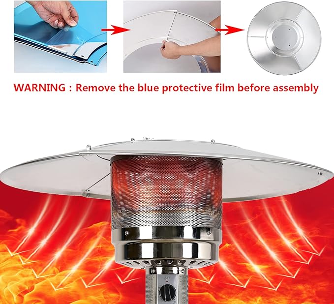 2 Units Patio Heater Reflector Shield, Aluminum Heat Reflector Shield Top for Propane Outdoor Heaters,Dome Replacement Parts(33" Diameter Round，3-Hole Mount)