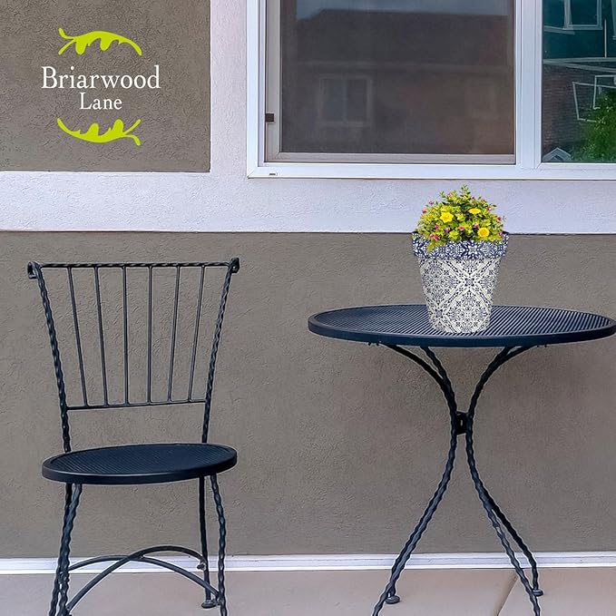 Briarwood Lane Navy and Tan Damask Small Planter