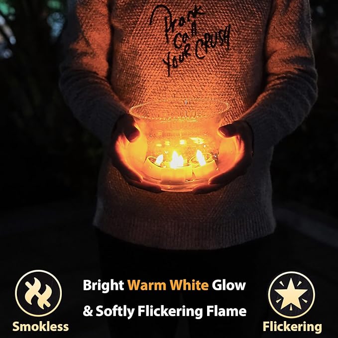 Solar Tea Lights Outdoor Waterproof, 8pcs Rechargeable Dusk to Dawn Little Solar Votive Candles, Flameless Flickering Small Light for Lantern Window DIY Chandelier Patio Deck Garden Decor (Warm White)