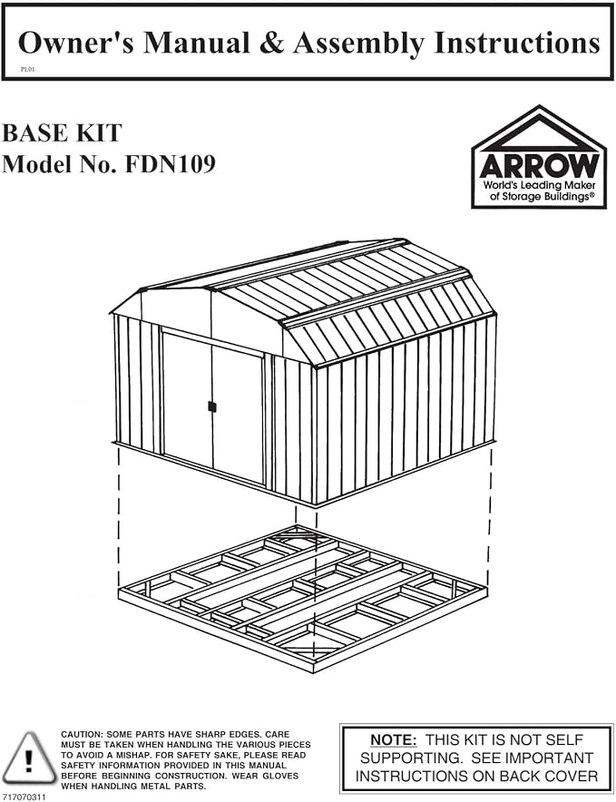 Arrow FDN109 Storage Shed with Floor Base Kit for 8'x8', 10'x8' & 10'x9' Arrow sheds - Image 4