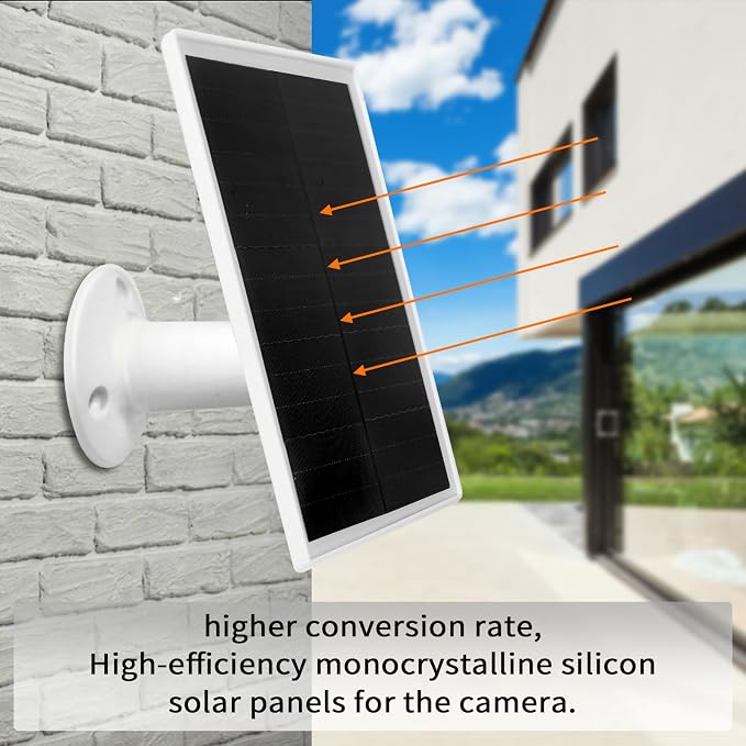 6W Solar Panel Charger, Solar Panel with Micro USB & USB-C Port for DC 5V Outdoor Rechargeable Battery Camera, IP66 Waterproof, 360?? Adjustable Security Mount, 1PC - Image 4