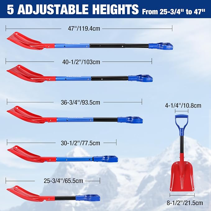 WORKPRO 3-Piece Snow Removal Kit, 47" Detachable Snow Shovel, 27" 2-in-1 Ice Scraper & Snow Brush Tool, Separate Snow Scraper for Car, Truck, Driveway, and Winter Conditions, Storage Bag Included - Image 2