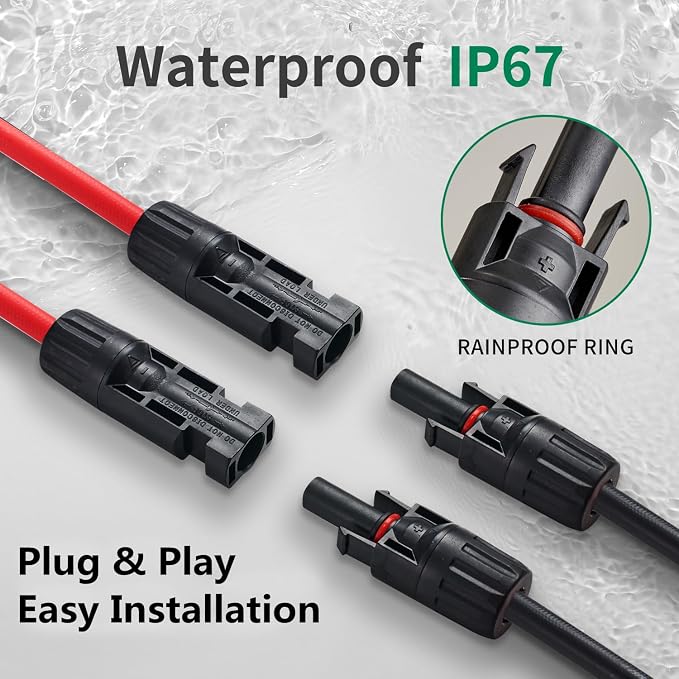 Solar Connectors Y Branch Parallel Adapter 10AWG Cable for Solar Panel (Red & Black) - Image 5