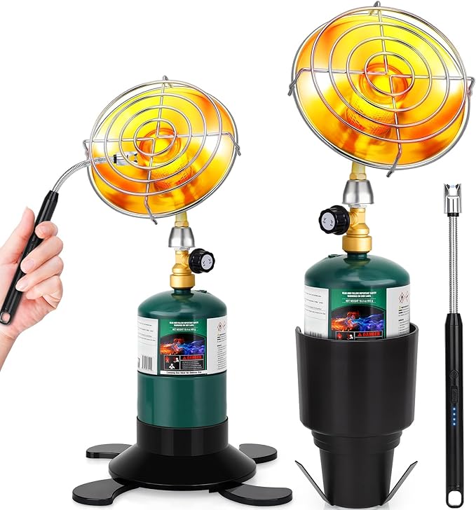 Golf Cart Heater, Portable Propane Heater with Foldable Base, Golf Cart Accessories, Safe 2-in-1 Outdoor Patio Heaters with Golf Cart Cup Holder, Gas Tank Cordless Heaters for Tent Camping Fishing