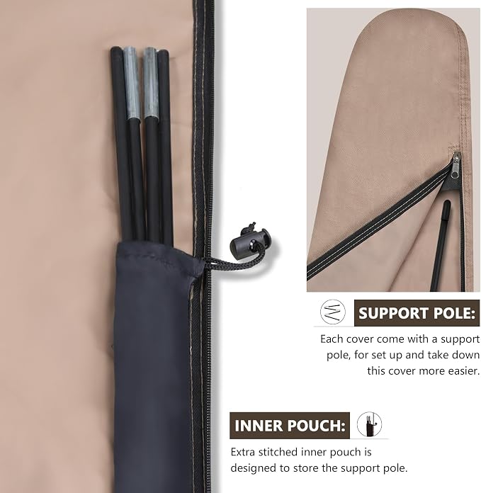 ULTCOVER Patio Parasol 600D Waterproof Outdoor Market Umbrella Cover - Fits Market Umbrella 7-10 Feet - Image 5