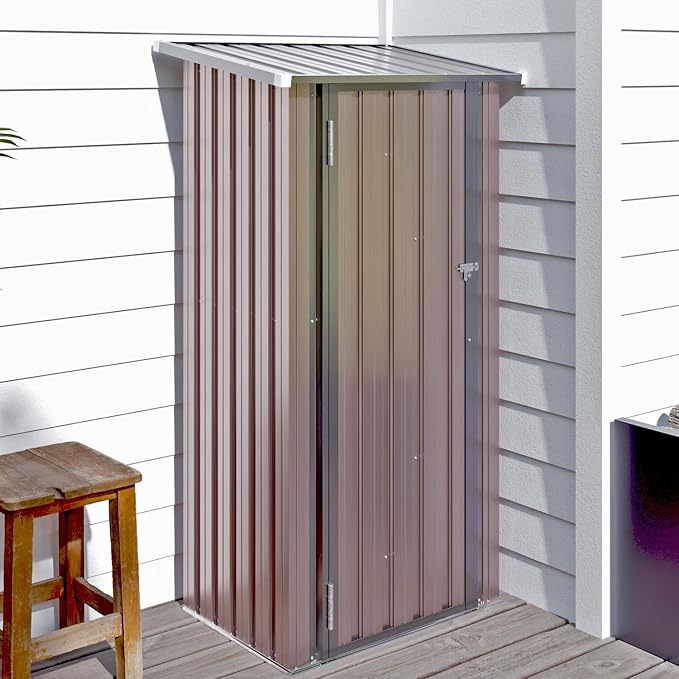 Aoxun 3’x2.1’ Outdoor Metal Storage Shed with Lockable Doors, Steel Utility Tool Shed, Metal Sheds Outdoor Storage for Garden, Patio, Backyard and Lawn, Brown by Aoxun