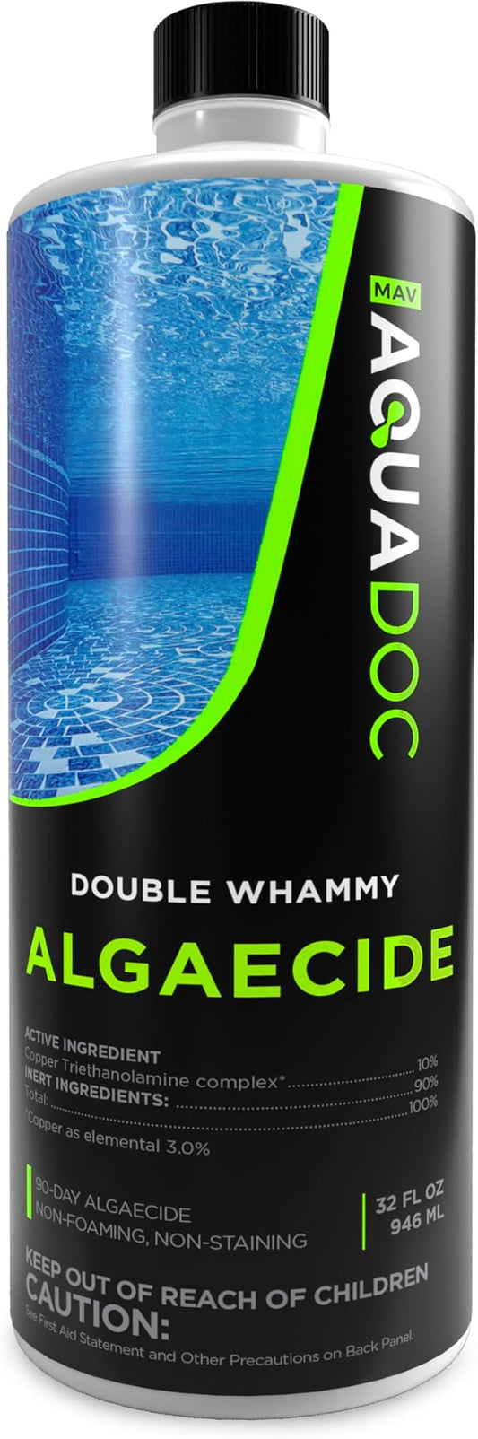 Copper Pool Algaecide for Swimming Pool - 90 Day Algaecide for Inground Pool to Prevent and Remove Pool Algae - Super Algaecide for Pool Opening - AquaDoc 32oz by AquaDocSpaHotTubSupplies