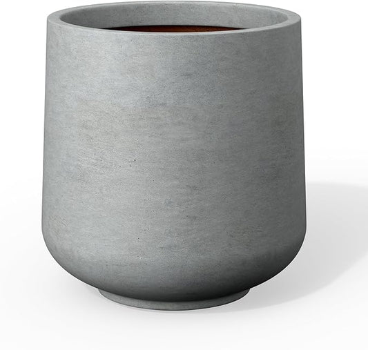 Kante 8.2" Dia Round Concrete Planter, Outdoor Indoor Large Plant Pots Containers with Drainage Hole and Rubber Plug for Home Garden Patio, Natural Concrete