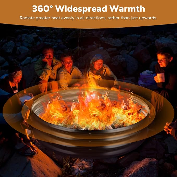 Raynesys 60 Inch Round Galvanized Fire Pit Ring, Round Galvanized Fire Ring, 5 Feet Diameter Round fire Pit, Outdoor fire Pit for Backyard, Camping, Bonfire, Black - Image 3
