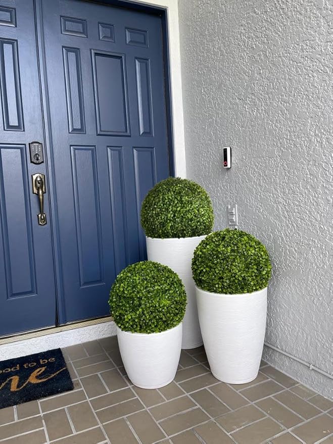 Floridis Planter, Set of 3, Outdoor/Indoor, Plastic Resin (White)