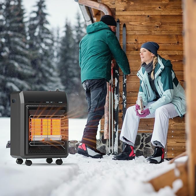 Propane Heater Outdoor Portable 6000 To 18000 BTU Propane Gas Heater Cordless 3 Settings for Patio, With Tip-Over Protection Ultra Quiet Heat Up To 450 Sq.Ft