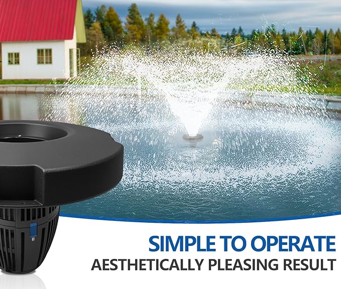 Pond Fountain Aerator, 20000 GPH Floating Aerating Pump, 50ft Power Cord, Time Control, Perfect for Ponds & Lakes