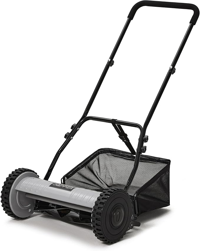 16" Push Reel Lawn Mower with Grass Catcher – Manual 5-Blade Hand Mower, Adjustable 3-Position Cutting Height (0.5"–1.75"), Lightweight & Eco-Friendly – 1-Year Warranty by DapperSupply