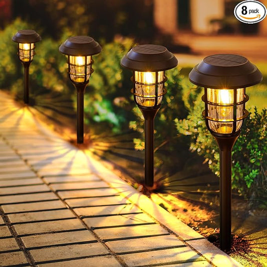 LETMY Solar Pathway Lights Outdoor, 12 Pack Bright Solar Lights Outdoor, IP65 Waterproof Auto On/Off Garden Lights Solar Powered Landscape Lighting for Yard Patio Walkway Driveway Pathway - Black