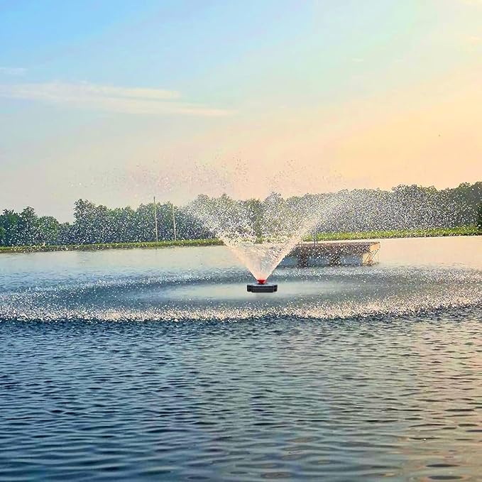 Pond Fountain Aerator 750W -Pond Fountain -1HP 15000 GPH Floating Aerator Pump-100ft Power Cord-2×Metal Ground Stakes-33x2Ft Traction Rope -for Ponds and Lakes 2026 Latest Model
