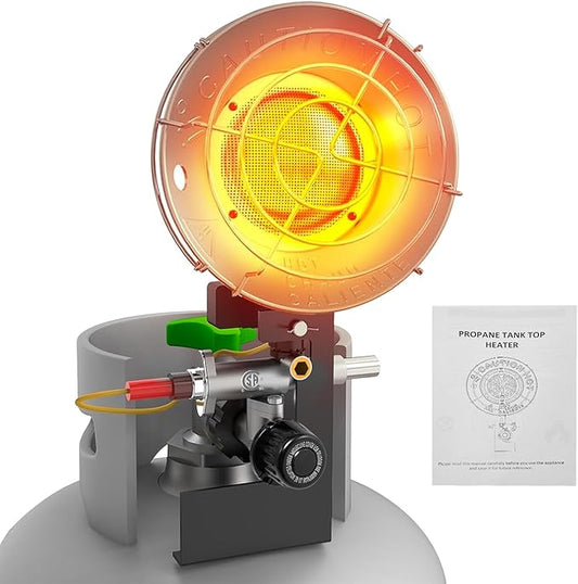 Propane Heater, 15000 BTU Propane Heater Outdoor, Propane Tank Top Heater with Tip-Over Protection, 3 Heat Settings, Safety Shut-Off Valve for Patio,Camp,Fish,Garage,etc.