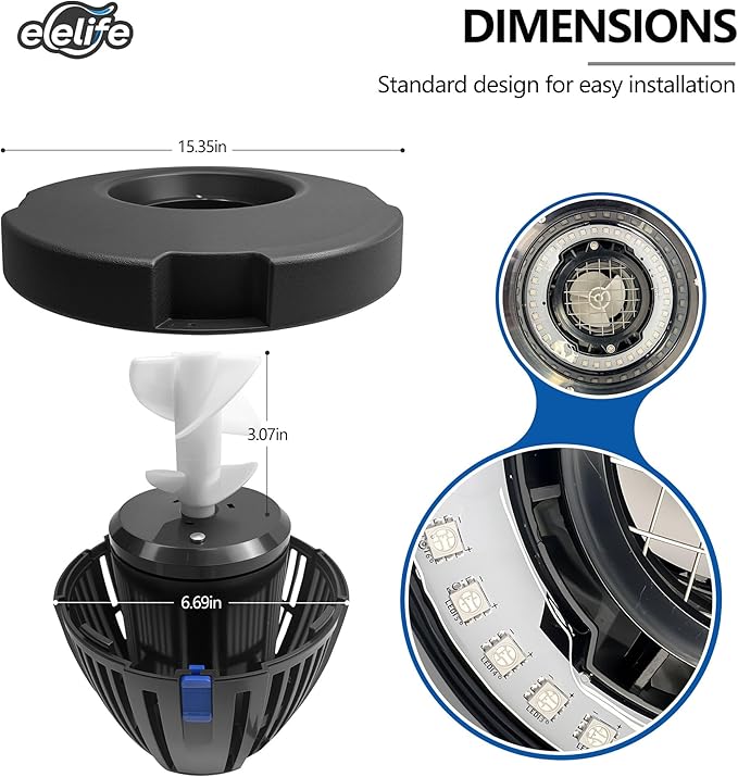 Pond Fountain Aerator, 20000 GPH Floating Aerating Pump, 50ft Power Cord, Time Control, Perfect for Ponds & Lakes