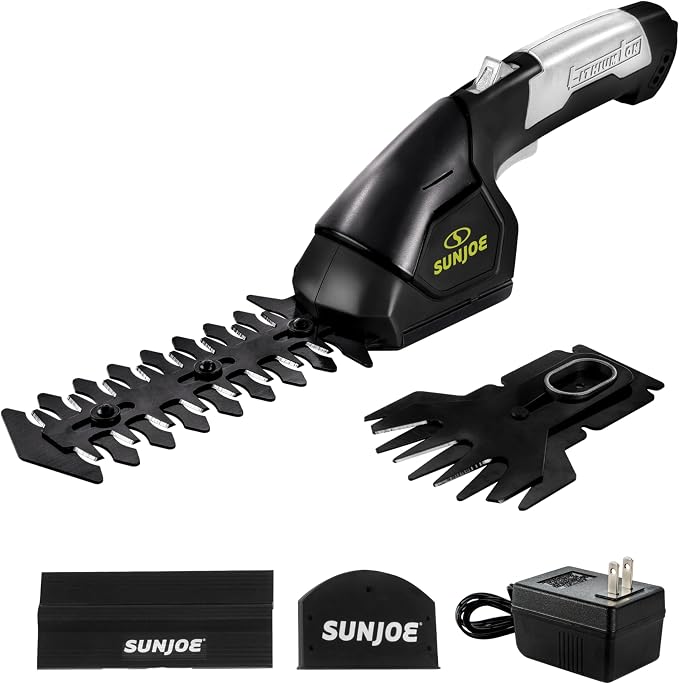 Sun Joe HJ604C Cordless Grass Shears and Hedge Trimmer, 2-in-1 Handheld Shrub Trimmer, 7.2V Lithium-Ion Battery, 1250 RPM Steel Blades, Charger Included - Image 9