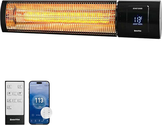 1500W Carbon Infrared Electric Outdoor Patio Heater with Thermostat, Horizontal & Vertical, Smart App-Controlled Scheduling & Remote On/Off, IP65 Weatherproof, Overheat Protection, 24H Timer